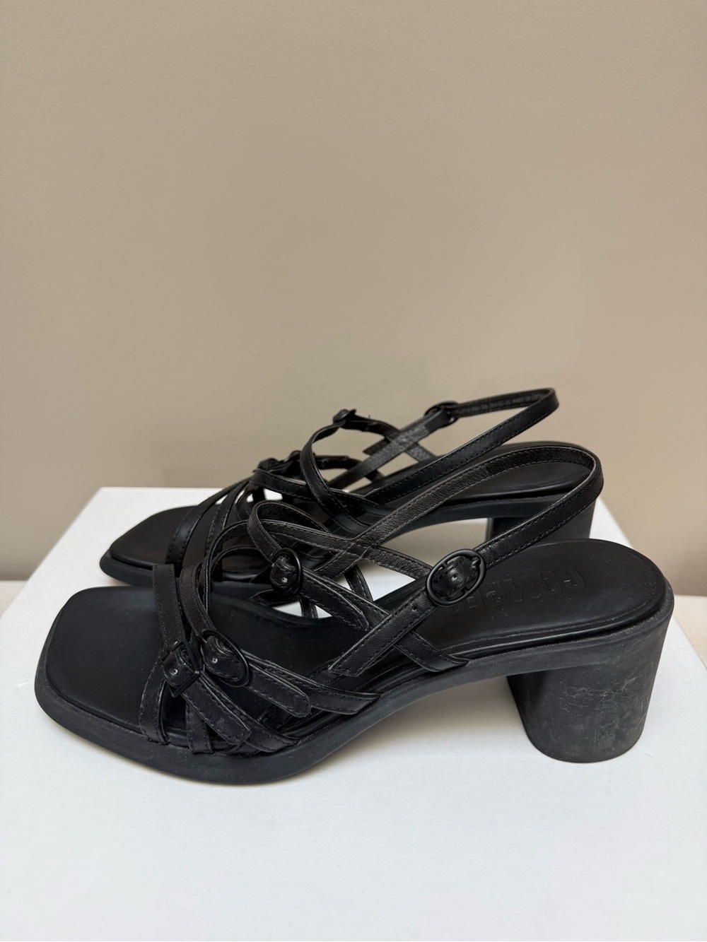 Camper Black Strappy Block Heel Sandals | EU 38